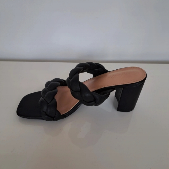 Envy Size 39 Uk 6 Black 'Knot To Miss' Braided Faux Leather Heel Sandals, Mules. - Picture 9 of 14